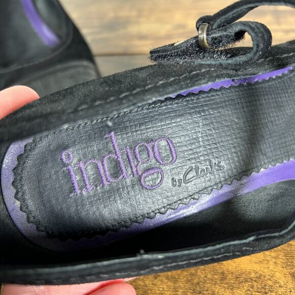 Indigo Clarks VTG Y2K Mary Jane Chunky Heels 9 1/2 M Black Leather Grunge Witchy - Picture 5 of 9